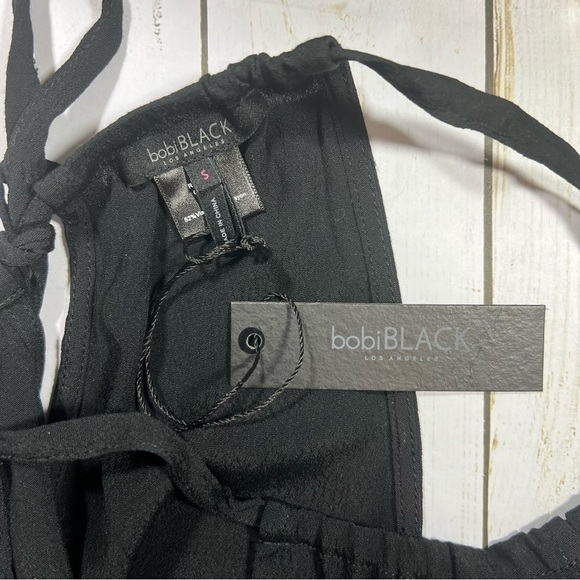 bobi Black | Date Night Smocked Waist Little Black Dress Midi - Picture 8 of 9